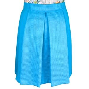 Worthington Turquoise A-Line Skirt Size 6 Textured Pleated Zip Back